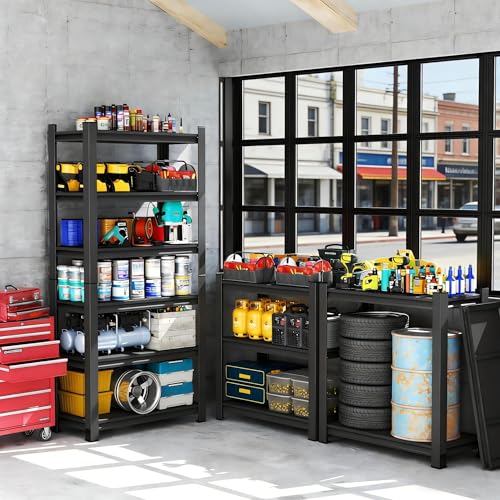 36" W*18" D 6-Tier Garage Storage Shelves, Metal Shelving Unit Heavy Duty Adjustable, 3000lbs Capacity, Utility Storage Rack Organizer for Garage, Basement, Pantry & Warehouse, Black, 77" H - size: 6 Tier 77" H x 35" W x 18" D