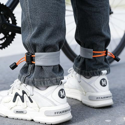 2 PCS Reflective Bands for Cycling, Reflective Pants Straps with Zip Tie Design, Night Riding Safety Bands for Bicycle, Running & Outdoor Activities, Orange