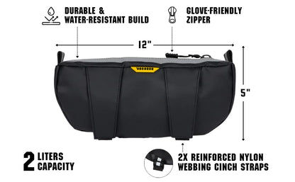ROBOCUP Handlebar Trail Bag for Adventure Motorcycles, Dirt Bikes, ATV, eBikes | 2L Storage for Tools, Phone, Keys, Snacks | Heavy Duty Water Resistant PVC Material, Glove-Friendly Waterproof Zippers