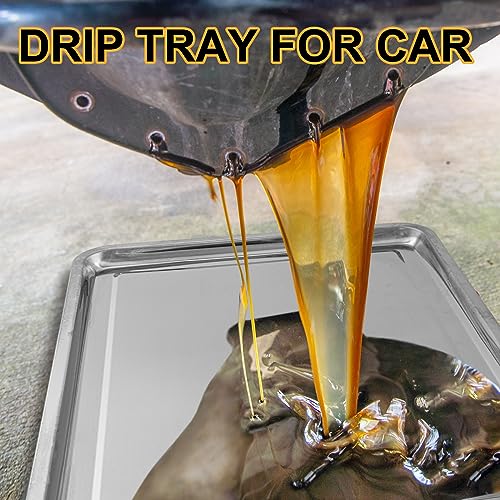 2 Pcs Stainless Steel Oil Drip Pan for Under Car 27.6 x 19.7 Inch Automotive Oil Change Pan Silver Rust Resistant Motorcycle Drip Tray Replacement Tray for Garage Floor - size: 27.56 x 19.69 Inch