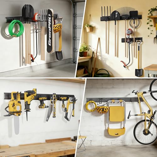 GRENPRO Garage Tool Organizer Wall Mount with 66 inches Rails and 10 Hooks, Heavy Duty Tool Rack, Garage Storage Rack For Yard Tools - size: 66 inch