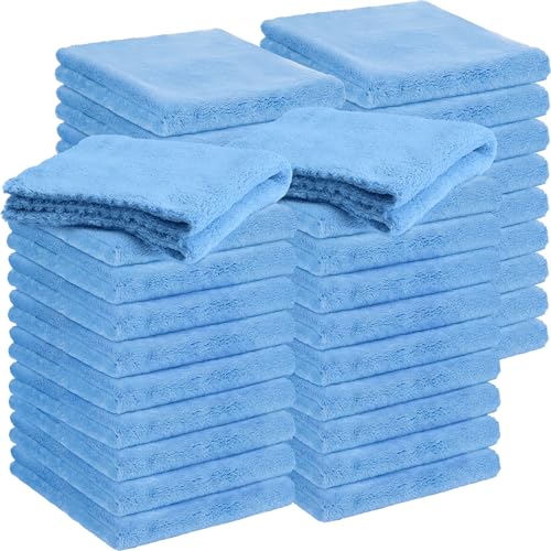 Shimeyao 30 Pcs 12.5 × 12.5 Inch Edgeless Microfiber Plush Towels for Cars Detailing Drying Wash Polishing Absorbent Cleaning Cloths, 500 GSM (Light Blue) - color: Light Blue, size: 12.5 × 12.5 Inch
