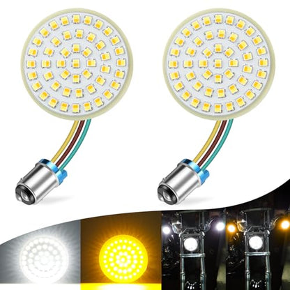 LivTee Extremely Bright Front Turn Signals & Running Switchback LED Lights Panel with 1157 Base Compatible for Harley Dyna Street Glide Road King, Motorcycle Accessories, White/Amber - color: Front - New