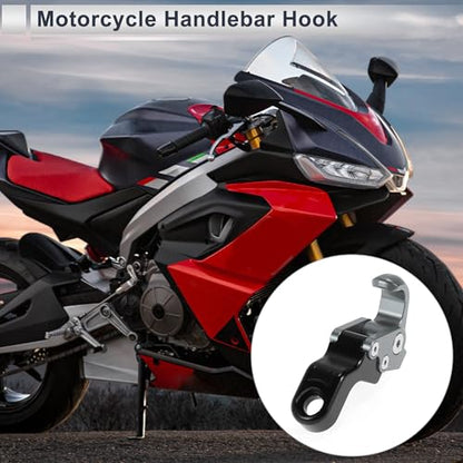 Adjustable Universal Motorcycle Hanging Hook Slope Handle with Hook Motorcycle Helmet Luggage Bag Holder Hanger Aluminum Alloy Titanium Tone with 1 Pcs Screw - color: Titanium Tone