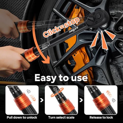 Kerry 3/8-Inch Drive 5-45 ft-lb / 6.8-61 Nm Spark Plug Torque Wrench Set, 10-Piece Kit with Magnetic Swivel Sockets, 10-Inch Extension Bar and Universal Joint - size: 5-45FT.LB 10-piece, style: 3/8"