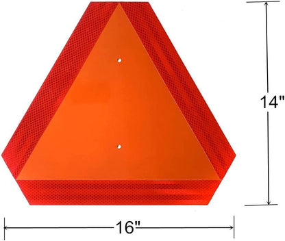 (2 Pack) Slow Moving Vehicle Triangle Safety Sign, Aluminum 14"x16" Engineering Grade Reflective Golf Cart Accessories, Up to 7 Years Outdoor (Orange) - style: 2-Pack Aluminum