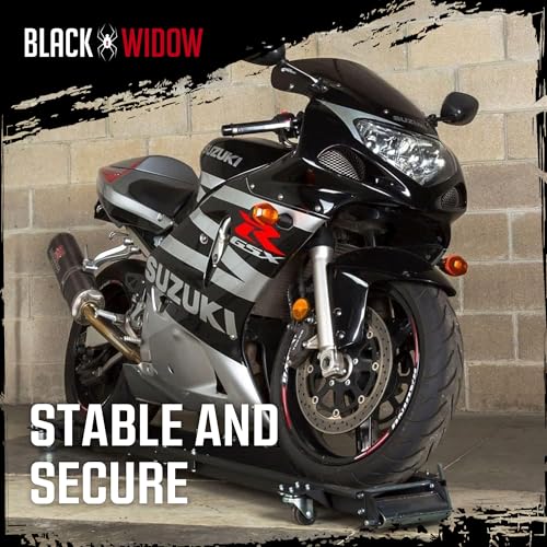 Black Widow Motorcycle Dolly Steel 1,250 lb. Weight Capacity Adjustable Kickstand Caster Wheels