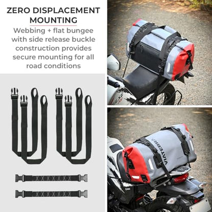 ViaTerra DryBag 55L Motorcycle Tailbag - 100% Waterproof Dry Bag I Universal Luggage & Works on All Motorbikes I No modifications or Saddle Stay/Rack Needed I Suitable as Travel Accessories - size: 55L