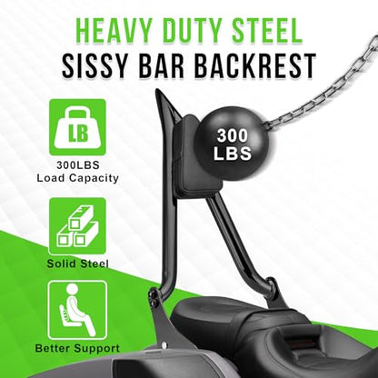 Mofun 27" Tall Passenger Backrest Sissy Bar 1.3" Fat Bar Compatible with Harley Touring Road King Street Electra Road Glide 2009-2025, Gloss Black - color: Gloss Black, size: 09-25
