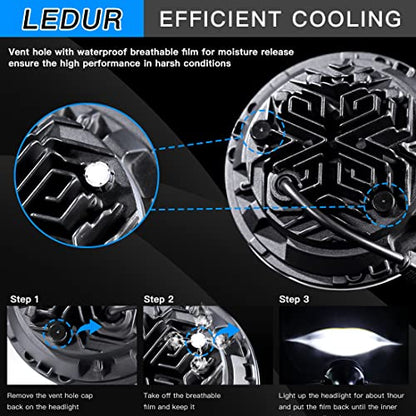 LEDUR 7 Inch LED Motorcycle Headlight DOT Approved High Low Beam Round Headlamp with Housing Bucket Mount Brackets fit 34mm~42mm O.D. Fork, for Street Tracker Scrambler Cafe Racer Chopper Bobber - size: C2 7In HI/LOW Motorcycle Headlight