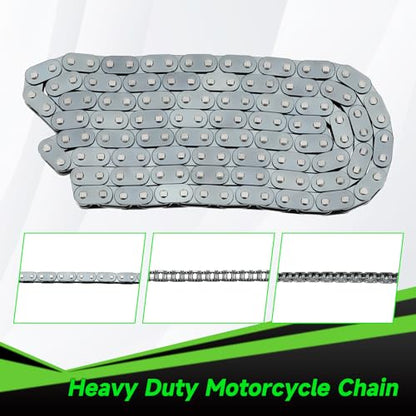 T8F Chain 134 Link Drive Chain Breaker Compatible with SYX Moto 50cc Dirt Bike Mototec SSR X-pro Coolster 47cc 49cc 2 Stroke Engine Pocket Rocket Pit Bike Mini ATV Quad 4 Wheeler Go Kart Parts - color: A-Silver