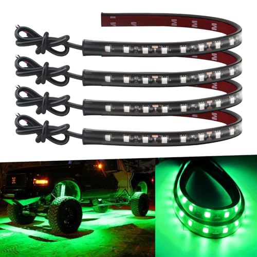 12V Led Light Strip 32CM Waterproof Green Led Strip Lights for Cars Motorcycles Golf Cart Interior & Exterior Marine Boat 12V 5050 18SMD,Pack of 4 - color: Green Led Strip