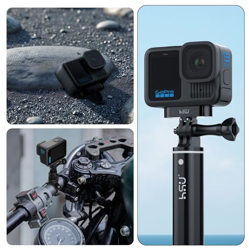 HSU Magnetic Latch Mount for GoPro Hero 13 Black/GoPro Max 2, Quick Release Mount with 1/4''-20 Screw Hole Tripod Connector Port, Metal Dual-Latch Design, GoPro Mission 1/1 PRO Accessory
