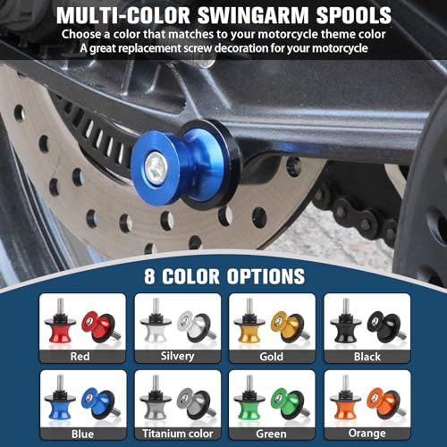 CHIFUN 2Pcs 10MM M10 X1.5/1.25 Motorcycle Swing Arm Spools Sliders CNC Aluminum Swingarm Spools Stand Screw Compatible with VULCAN S 650 900 Ninja 250 300 ZX-10R ZX-6R(Black) - color: Black