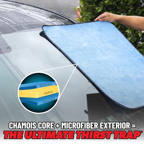 Chemical Guys Thirst Trap Microfiber Chamois Towel, Safe for Cars, Trucks, SUVs, RVs, Motorcycles, & More, 24"x28" (Blue) 1 Pack - size: 1 Pack