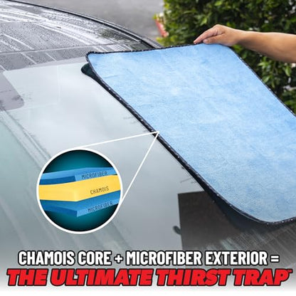 Chemical Guys Thirst Trap Microfiber Chamois Towel, Safe for Cars, Trucks, SUVs, RVs, Motorcycles, & More, 24"x28" (Blue) 1 Pack - size: 1 Pack