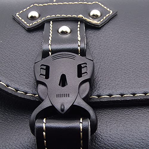 Riloer Motorcycle Saddle Bag, Universal Luggage PU Leather Bag Storage with 2 Mounting Straps Black