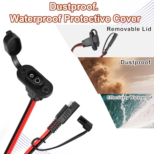 2-Pack SAE Quick Connect Harness ，1FT 12AWG Waterproof SAE Extension Cord Connector Plug ，for Automotive/Solar/Battery Chargers - size: 2-Pack/Rectangle