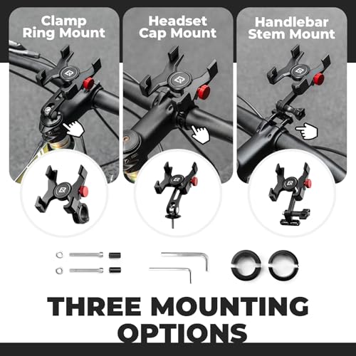 ROCKBROS Bike Phone Holder, Aluminum Bike Phone Mount Holder,Handlebar Mounted Cell Phone Holder for 4.7-7.1 Inch Phones (Stem Mount) - style: Stem Mount