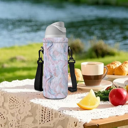 RICHEN Neoprene Water Bottle Carrier Bag with Adjustable Shoulder Strap,Insulated Water Bottle Cover for Stainless Steel/Glass/Plastic Bottles - color: BC-60, size: 750ml