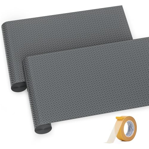 2Rolls 4x13FT Garage Floor Mat, Garage Floor Roll for Under Car, Golf Cart Parking Mat, Diamond Plate PVC Rubber Motorcycle Mat, Non-Slip Floor Protector for Garage Warehouse Trailer - color: Grey Diamond, size: 2Rolls x 4 x 13FT