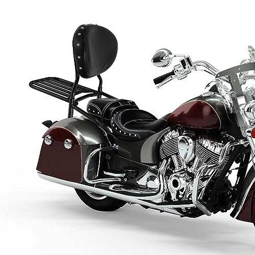 SLMOTO Motorcycle Quick Release Sissy Bar Passenger Backrest Pad Luggage Rack for Indian Chieftain Limited 2017-2022 Chieftain Classic 2018-2020 - color: Black Backrest + Black Sissy Bar