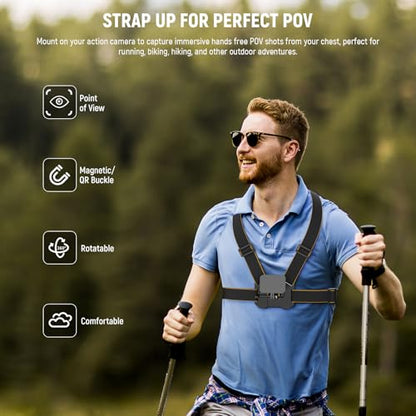 NEEWER Chest Mount Harness for Action Camera,Adjustable Hand Free Chest Strap Compatible with GoPro Hero DJI Osmo Insta360,Magnetic Release Action Camera Chest Mount for Point of View Video Vlog,GP25 - style: GP25 Accessory