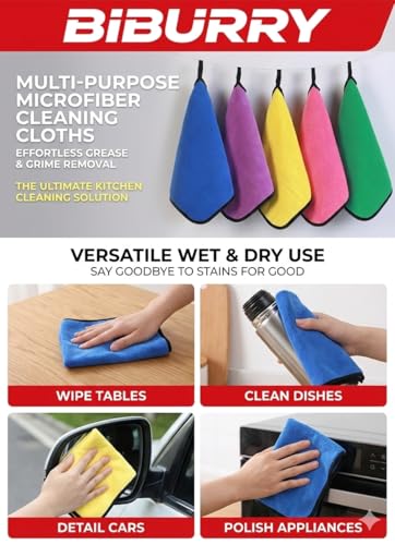 Microfiber Cleaning Cloths – Ultra-Thick Coral Fleece 600 GSM, Lint-Free & Scratch-Safe, Super Absorbent Multipurpose Cleaning Towels for Car, Kitchen, Household, Glass – 23.6”×11.8”, 6-Pack