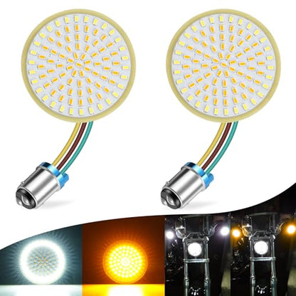 LivTee Extremely Bright Front Turn Signals & Running Switchback LED Lights Panel with 1157 Base Compatible for Harley Dyna Street Glide Road King, White/Amber - color: Front