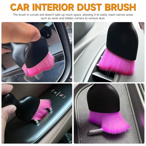 ATTRACTIVE 2-Pack Car Detailing Brush Set, Super Soft Fiber Bristles Dashboard Cleaner for Interior & Exterior, Dust Brush for Air Vents, Leather Seats, Console, Keyboard & Narrow Gaps