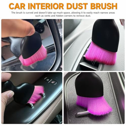 ATTRACTIVE 2-Pack Car Detailing Brush Set, Super Soft Fiber Bristles Dashboard Cleaner for Interior & Exterior, Dust Brush for Air Vents, Leather Seats, Console, Keyboard & Narrow Gaps