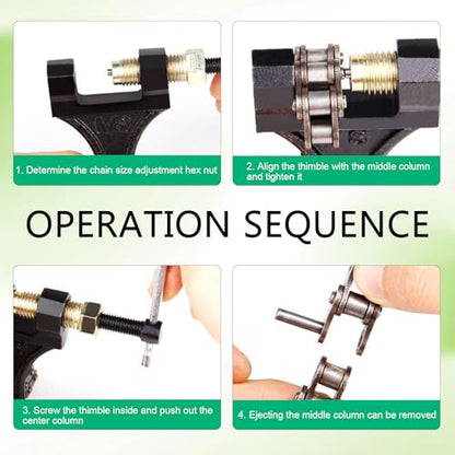 1 PC Motorcycle Chain Breaker, 420-530 Roller Chain Breaker Tool, Metal Single Strand Breaking Tool, for Small Roller Chains of Models 420, 428, 520, 525, 528, and 530 (Black)