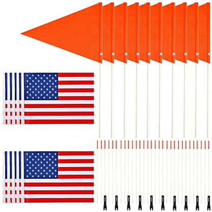 10 Pcs Upgraded Bike Flags with Pole 6 Feet High Visibility Orange Flags with Heavy Duty Fiberglass Flag Pole, Orange Flag and American Flag - color: 10 Pcs