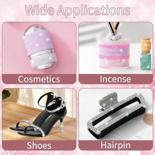 Rhinestone Ribbon Self Adhesive Crystal Rhinestones, 16-Rolls Bedazzling Strips, 16-Yard Rhinestone Strips for DIY Craft, Rhinestones for Crafting - color: 4 Rows 16 Colors-4