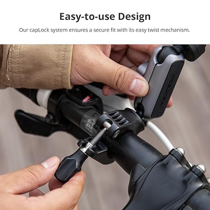 PGYTECH CapLock Quick Release Bike Motorcycle Handlebar Mount, 360°Dual-Ball Rotation, 1/4"-20 Adapter, for DJI OSMO Action 6/5 Pro/4/Pocket 4/3/Xtra Muse/Gopro/Insta360 Ace Pro 2/X5/Luna Ultra, Phone