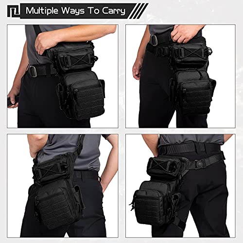 Drop Leg Bag for Men Women Military Tactical Thigh Pack Pouch Multifunctional Tactical Package Outdoor Hiking Thigh Bag - color: Black