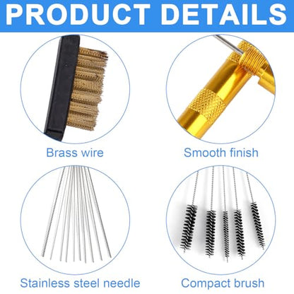 Carburetor Cleaning Kit with Carb Cleaner Spray & Throttle Body Tools Kits: Includes 1 Single-Head Brush, 23 Needles, 5 Nylon Brushes, and 1 Scraper for Motorcycle, ATV, Chainsaw & Welder Maintenance
