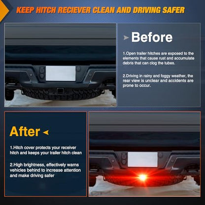 Nilight LED Brake Light Trailer Hitch Cover Square Red Lens Vehicle Tow Hitch Driving Brake Lamp 12 LEDs Brake Tail Lights with 2" Receiver for Towing Truck RV and SUV - color: LED Brake Trailer Light 1PCS