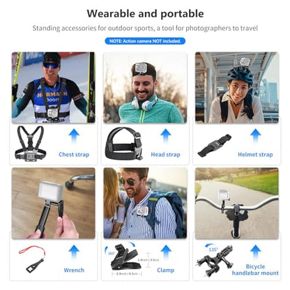 NEEWER 50 in 1 Action Camera Accessory Kit Compatible with GoPro Hero 12 11 10 9 DJI OSMO 4 3 2 Insta360 X3 X2 GO 3 SJCAM DBPOWER AKASO VicTsing APEMAN WiMiUS QUMOX Lightdow Campark Sony Sports DV - style: 50 in 1 Comatible with GoPro