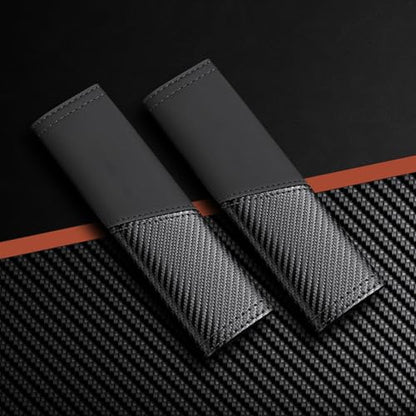 2 PCS Car Seat Belt Cover Pads - Seatbelt Covers with Carbon Fiber & Faux Leather, Soft Shoulder Strap Cushion for Neck & Shoulder Pain Relief, Universal Fit for Car Truck Accessories(Black) - color: Black