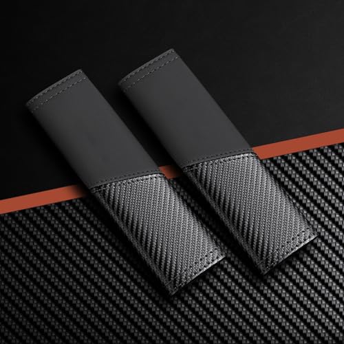2 PCS Car Seat Belt Cover Pads - Seatbelt Covers with Carbon Fiber & Faux Leather, Soft Shoulder Strap Cushion for Neck & Shoulder Pain Relief, Universal Fit for Car Truck Accessories(Black) - color: Black