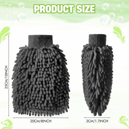 24 Pack Car Wash Mitt Bulk Microfiber, 10'' x 8'' Chenille Car Wash Mitt Gloves, Scratch Free Double Sided No Lint No Marks for Truck SUV and All Vehicle Surfaces (Grey) - color: Grey