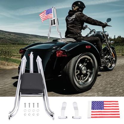 Sissy Bar for Harley Freewheeler/Road Glide 3 2015-2024 (Chromed) | backrest, 38mm steel, rust-proof powder coat. Quick-detach design. Weather-resistant. Bolt-on install, hardware included. - color: Chromed