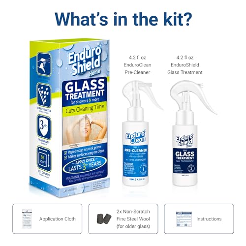EnduroShield Glass Treatment Kit - Advanced Protection for Glass Surfaces - Repels Soap Scum, Grime & Dirt Without Harsh Chemicals - 4.2 fl oz - size: 4.2 Fl Oz (Pack of 1)