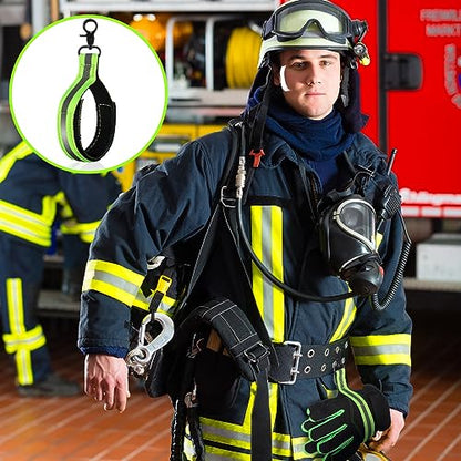 Kanayu 6 Pcs Green Firefighter Glove Strap Heavy Duty Gear Glove Safety Holder Straps with Reflective Firefighting Gear Accessories - color: Green