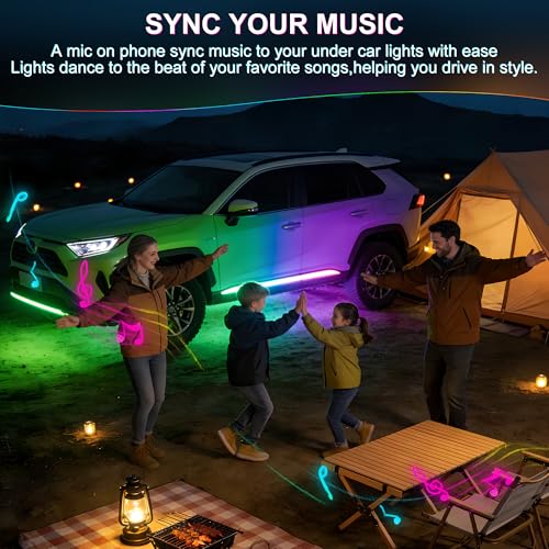 Underglow Light Strip RGB - 4PCS Car Neon Lights Kit with 252 LEDs, Dream Color Chasing Strip Lights，Music Sync, Waterproof PVC Underbody Light Strips with APP，Remote Control for Cars Trucks SUVs - color: 4PCS Dream Color Chasing Strip Lights