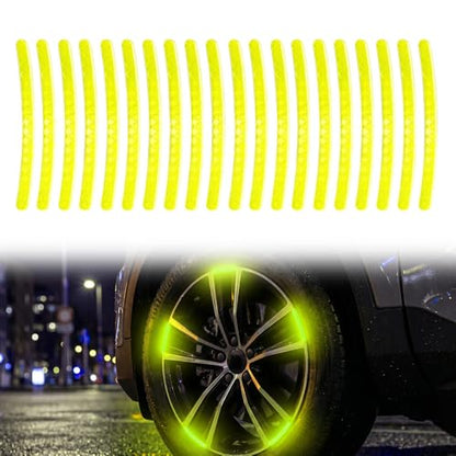 Reflective Car Wheel Rim Stickers, 20 Pcs Night Safety Warning Tape for Cars Motorcycles Bicycles, Waterproof Anti-Scratch PVC Rim Decals, High Visibility for Wheel Side (Green) - color: Green