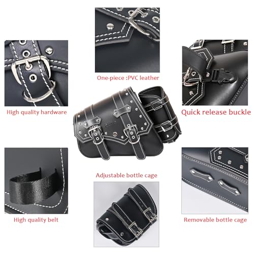 Motorcycle Saddle Bags Side Bags - Saddlebags Softail Pvc Leather,Waterproof, Side Tool Bag, Universal Storage Tool Bag for Motorbike,with cup holder (Left Side) - style: Left