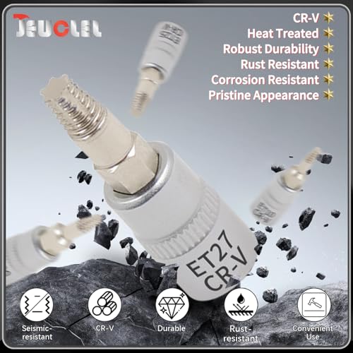 7PCS Torx Star 6 Point 1/4-Inch Impact Drive Socket Kit, Broken Bolt Extractor with T10 T15 T20 T25 T27 T30 T40 - Damaged & Stripped & Fastener Screw Remover Tool Set