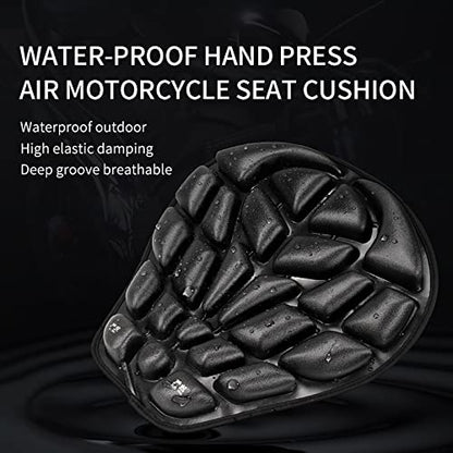3D Air Shock Absorbing Motorcycle Seat Cushion - Air Filled Motorcycle Seat Pad Butt Protector - Breathable Motorcycle Seat Cover Reduces Pressure and Fatigue. Makes Long Rides More Comfortable